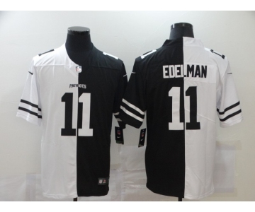 Men's New England Patriots #11 Julian Edelman White Black Peaceful Coexisting 2020 Vapor Untouchable Stitched NFL Nike Limited Jersey