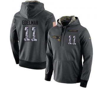 NFL Men's Nike New England Patriots #11 Julian Edelman Stitched Black Anthracite Salute to Service Player Performance Hoodie