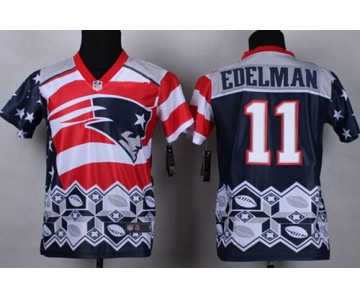 Nike New England Patriots #11 Julian Edelman 2015 Noble Fashion Kids Jersey