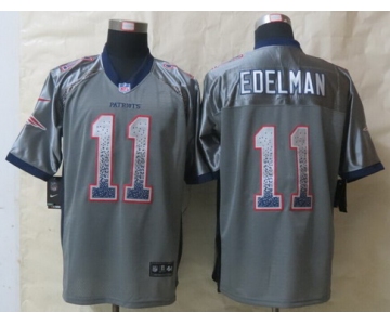 Nike New England Patriots #11 Julian Edelman Drift Fashion Gray Elite Jersey