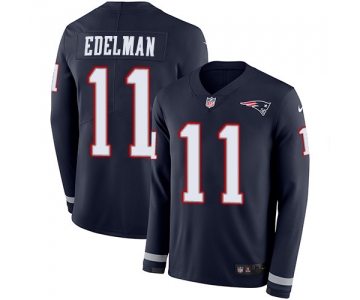 Nike Patriots #11 Julian Edelman Navy Blue Team Color Men's Stitched NFL Limited Therma Long Sleeve Jersey