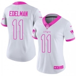 Nike Patriots #11 Julian Edelman White Pink Women's Stitched NFL Limited Rush Fashion Jersey