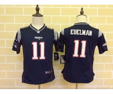 Youth New England Patriots #11 Julian Edelman Navy Blue Team Color 2015 NFL Nike Game Jersey