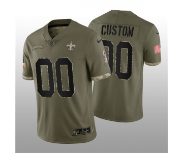 Men's New Orleans Saints ACTIVE PLAYER Custom 2022 Olive Salute To Service Limited Stitched Jersey
