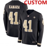 Men's  New Orleans Saints Custom Black Team Color Men's Stitched NFL Limited Therma Long Sleeve Jersey