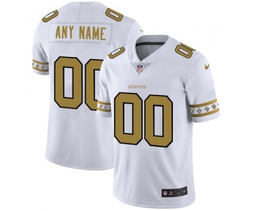 Men's New Orleans Saints Custom Nike White Team Logo Vapor Limited NFL Jersey