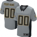 Men's Nike New Orleans Saints Customized Gray Shadow Elite Jersey