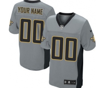 Men's Nike New Orleans Saints Customized Gray Shadow Elite Jersey