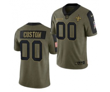 Men's Olive New Orleans Saints ACTIVE PLAYER Custom 2021 Salute To Service Limited Stitched Jersey