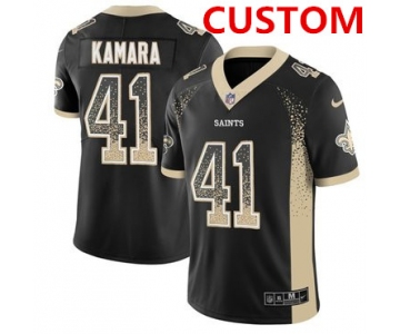 Nike New Orleans Saints Custom Black Team Color Men's Stitched NFL Limited Rush Drift Fashion Jersey