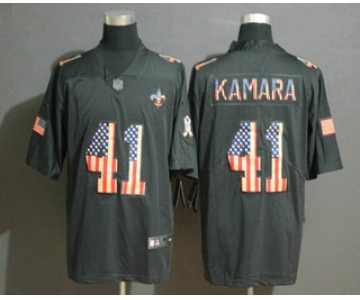 Men's New Orleans Saints #41 Alvin Kamara 2019 Black Salute To Service USA Flag Fashion Limited Jersey