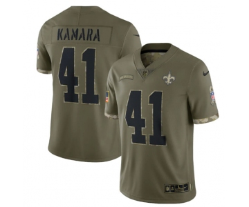 Men's New Orleans Saints #41 Alvin Kamara 2022 Olive Salute To Service Limited Stitched Jersey