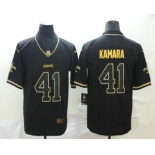 Men's New Orleans Saints #41 Alvin Kamara Black 100th Season Golden Edition Jersey