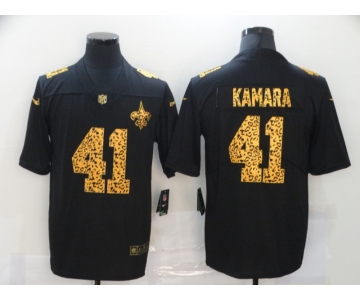 Men's New Orleans Saints #41 Alvin Kamara Black Leopard Print Fashion Vapor Limited Nike NFL Jersey