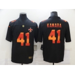 Men's New Orleans Saints #41 Alvin Kamara Black Red Orange Stripe Vapor Limited Nike NFL Jersey