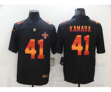 Men's New Orleans Saints #41 Alvin Kamara Black Red Orange Stripe Vapor Limited Nike NFL Jersey