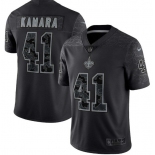 Men's New Orleans Saints #41 Alvin Kamara Black Reflective Limited Stitched Football Jersey