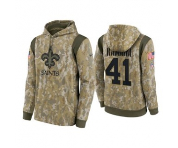 Men's New Orleans Saints #41 Alvin Kamara Camo 2021 Salute To Service Therma Performance Pullover Hoodie