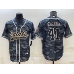 Men's New Orleans Saints #41 Alvin Kamara Grey Camo With Patch Cool Base Stitched Baseball Jersey