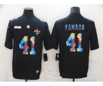 Men's New Orleans Saints #41 Alvin Kamara Multi-Color Black 2020 NFL Crucial Catch Vapor Untouchable Nike Limited Jersey