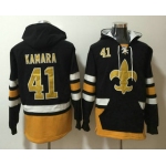 Men's New Orleans Saints #41 Alvin Kamara NEW Black Pocket Stitched NFL Pullover Hoodie