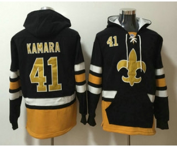 Men's New Orleans Saints #41 Alvin Kamara NEW Black Pocket Stitched NFL Pullover Hoodie