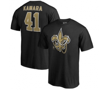 Men's New Orleans Saints 41 Alvin Kamara NFL Pro Line by Fanatics Branded Black Mardi Gras Name & Number T-Shirt