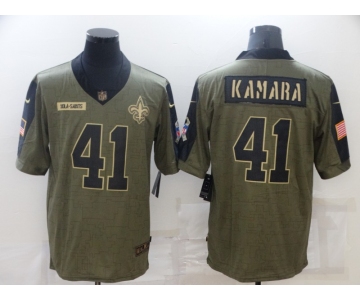 Men's New Orleans Saints #41 Alvin Kamara Nike Olive 2021 Salute To Service Limited Player Jersey