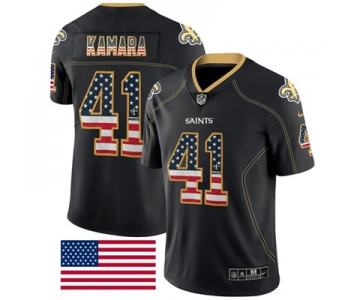 Nike New Orleans Saints #41 Alvin Kamara Black Men's Stitched NFL Limited Rush USA Flag Jersey