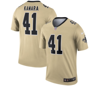 Nike New Orleans Saints 41 Alvin Kamara Cream Inverted Legend Jersey