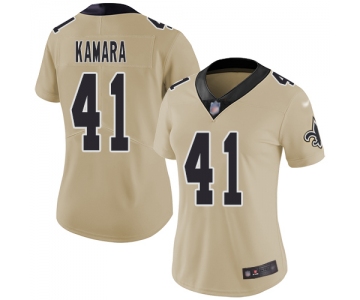 Nike Saints #41 Alvin Kamara Gold Women's Stitched NFL Limited Inverted Legend Jersey