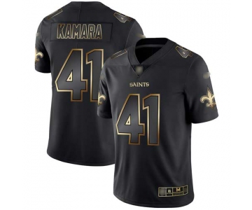 Saints #41 Alvin Kamara Black Gold Men's Stitched Football Vapor Untouchable Limited Jersey