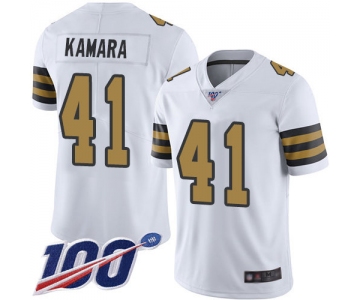 Saints #41 Alvin Kamara White Men's Stitched Football Limited Rush 100th Season Jersey