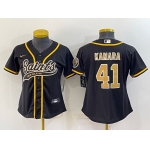 Women's New Orleans Saints #41 Alvin Kamara Black With Patch Cool Base Stitched Baseball Jersey