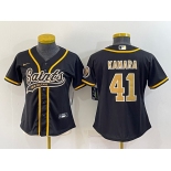 Women's New Orleans Saints #41 Alvin Kamara Black With Patch Cool Base Stitched Baseball Jersey