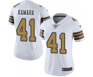 Women's Nike New Orleans Saints #41 Alvin Kamara White Stitched NFL Limited Rush Jersey