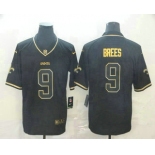 Men's New Orleans Saints #9 Drew Brees Black 100th Season Golden Edition Jersey