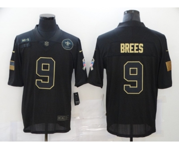 Men's New Orleans Saints #9 Drew Brees Black 2020 Salute To Service Stitched NFL Nike Limited Jersey