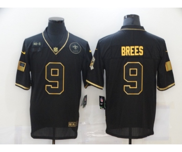 Men's New Orleans Saints #9 Drew Brees Black Gold 2020 Salute To Service Stitched NFL Nike Limited Jersey