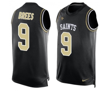 Men's New Orleans Saints #9 Drew Brees Black Hot Pressing Player Name & Number Nike NFL Tank Top Jersey