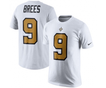 Men's New Orleans Saints 9 Drew Brees Nike White Color Rush Player Pride Name & Number T-Shirt