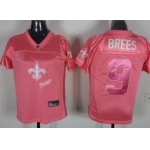 New Orleans Saints #9 Drew Brees 2011 Pink Stitched Womens Jersey