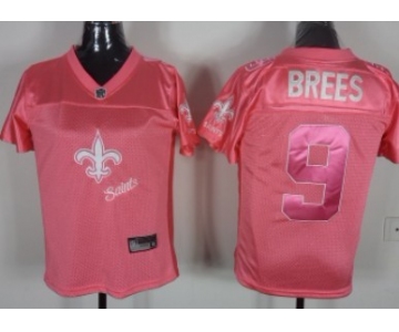 New Orleans Saints #9 Drew Brees 2011 Pink Stitched Womens Jersey