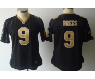 New Orleans Saints #9 Drew Brees Black Womens Jersey