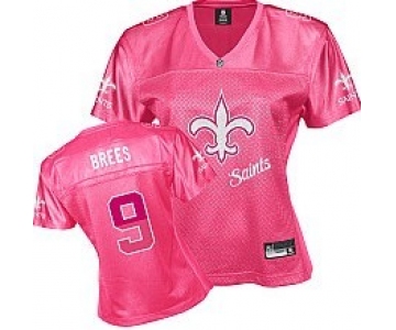 New Orleans Saints #9 Drew Brees Pink Fem Fan Womens Jersey