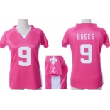 Nike New Orleans Saints #9 Drew Brees 2012 Pink Womens Draft Him II Top Jersey
