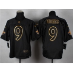 Nike New Orleans Saints #9 Drew Brees 2014 All Black/Gold Elite Jersey