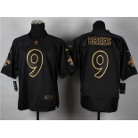 Nike New Orleans Saints #9 Drew Brees 2014 All Black/Gold Elite Jersey