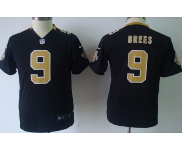 Nike New Orleans Saints #9 Drew Brees Black Game Kids Jersey