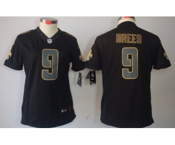 Nike New Orleans Saints #9 Drew Brees Black Impact Limited Womens Jersey